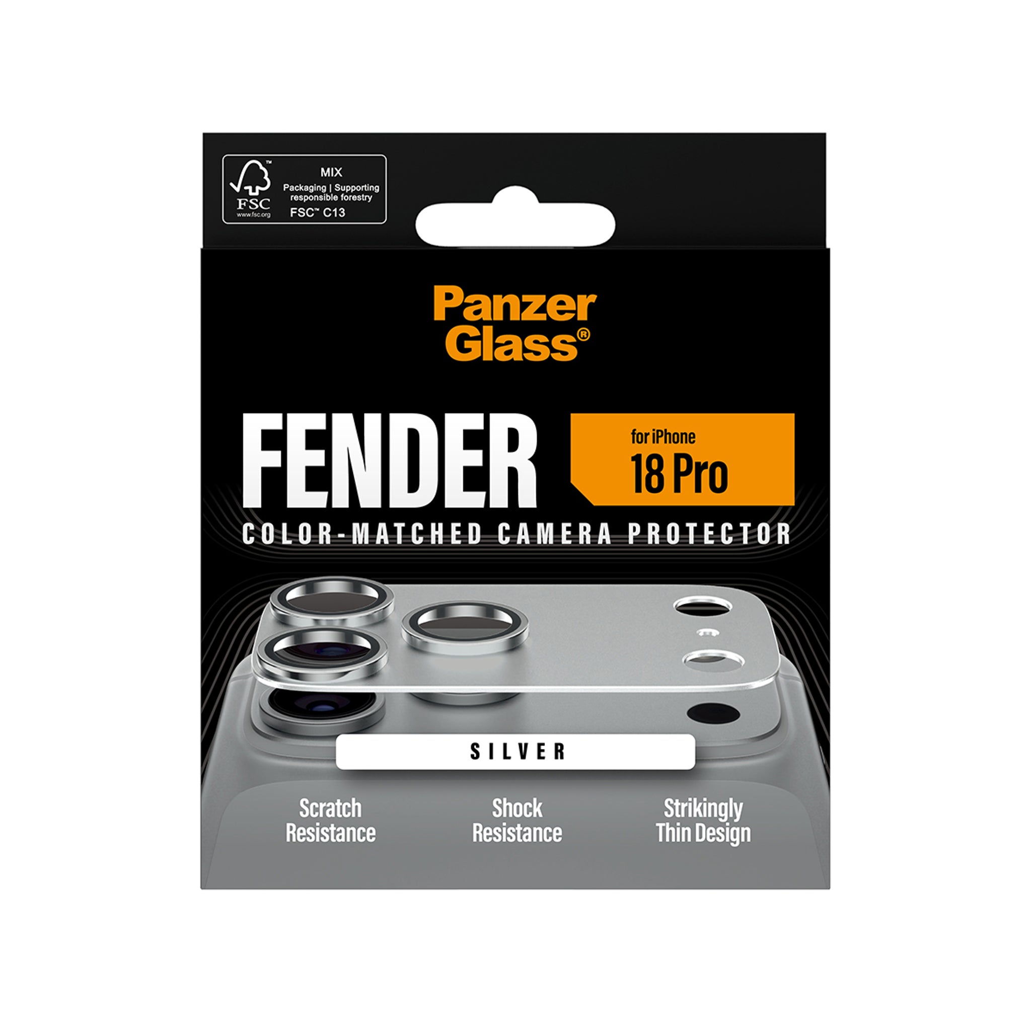 PanzerGlass® Fender Kamerabeskytter Sølv iPhone 18 Pro